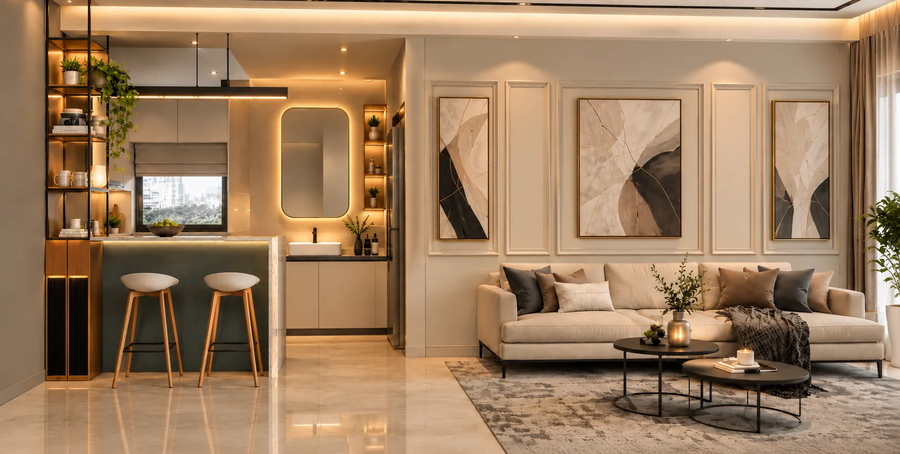 Warm modern living room
